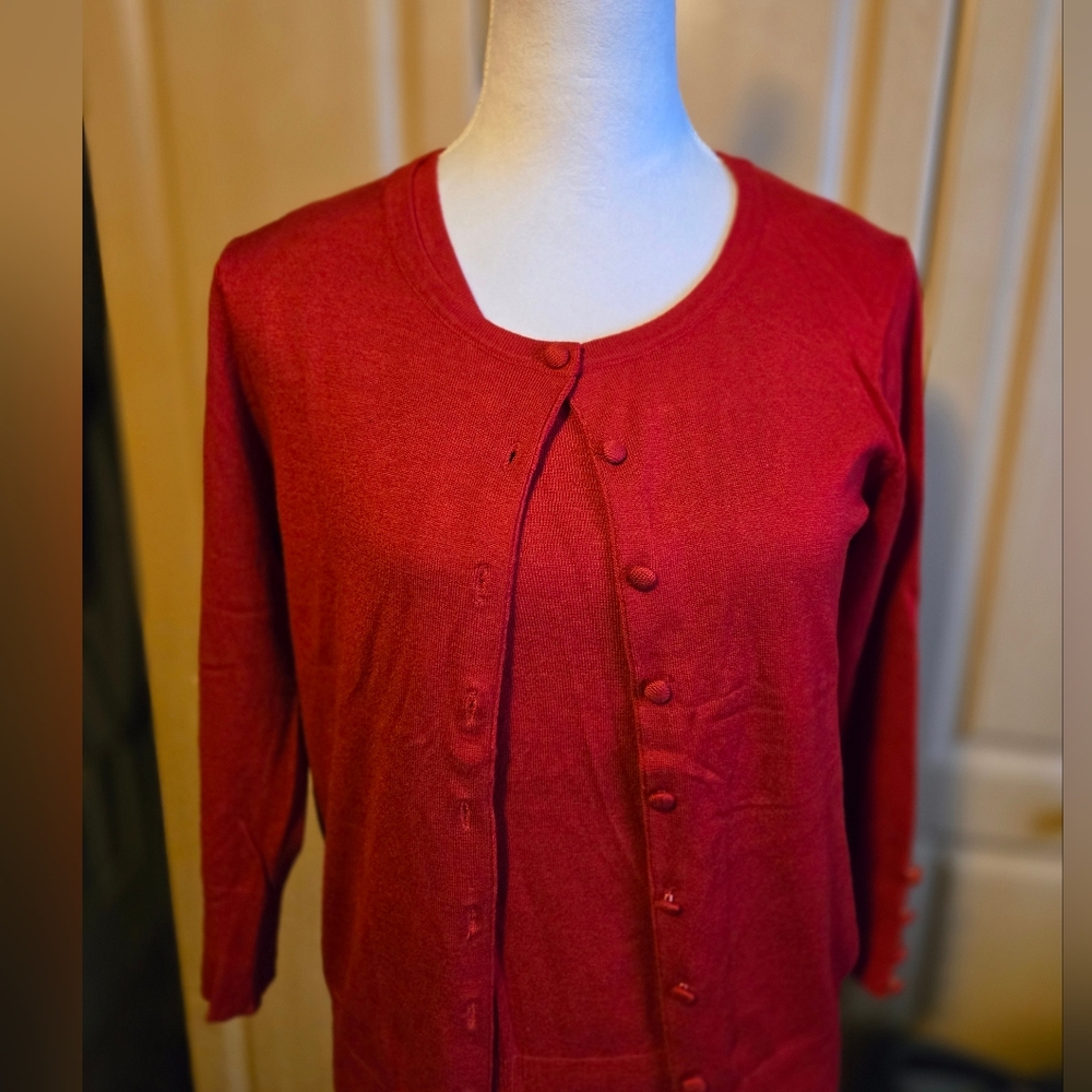 Grace Elements 2 Piece Red Button-Front Knit Card… - image 3